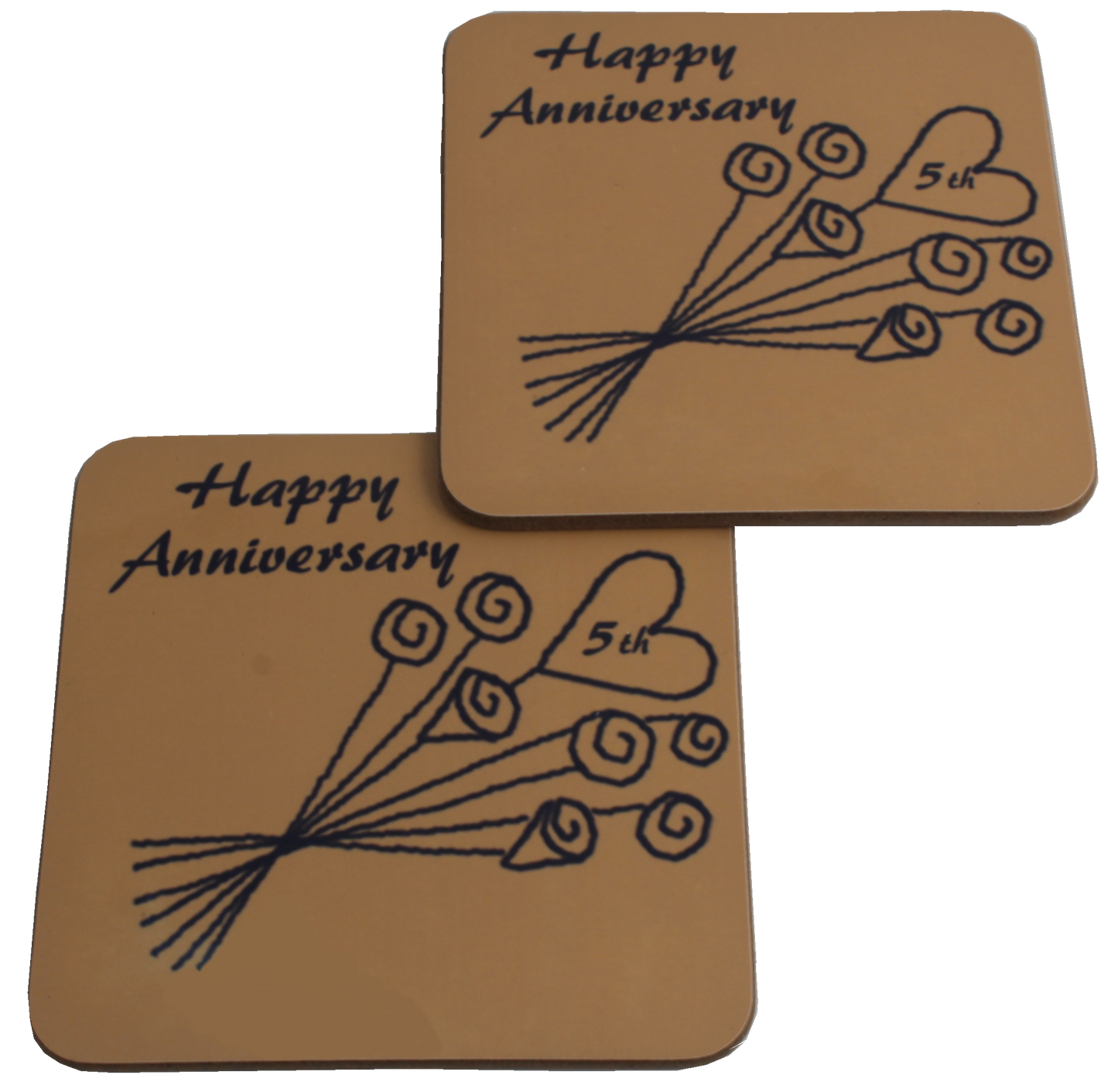 5th Wedding Anniversary Pair of Coasters