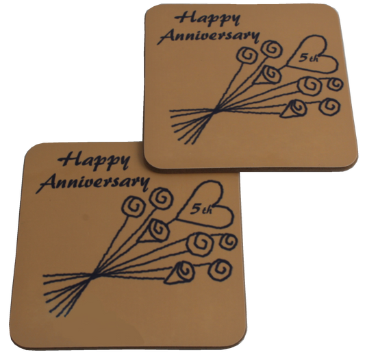 5th Wedding Anniversary Pair of Coasters