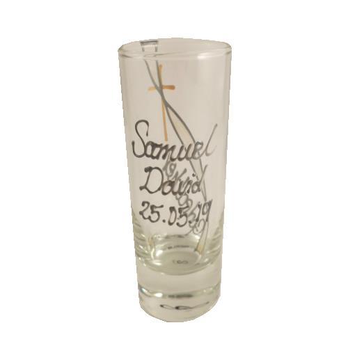 Personalised Godfather Tall Shot Glass: (Ribbon/Cross)