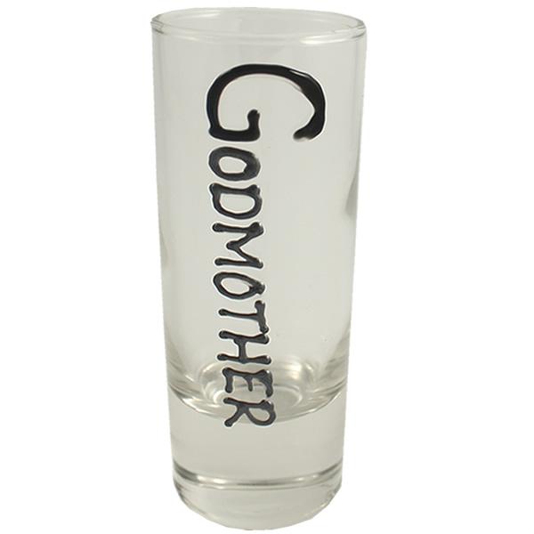 Godmother Design Gift Shot Glass:  (Black/Silver)
