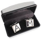 Cycling Gift Chrome Square Cufflinks: