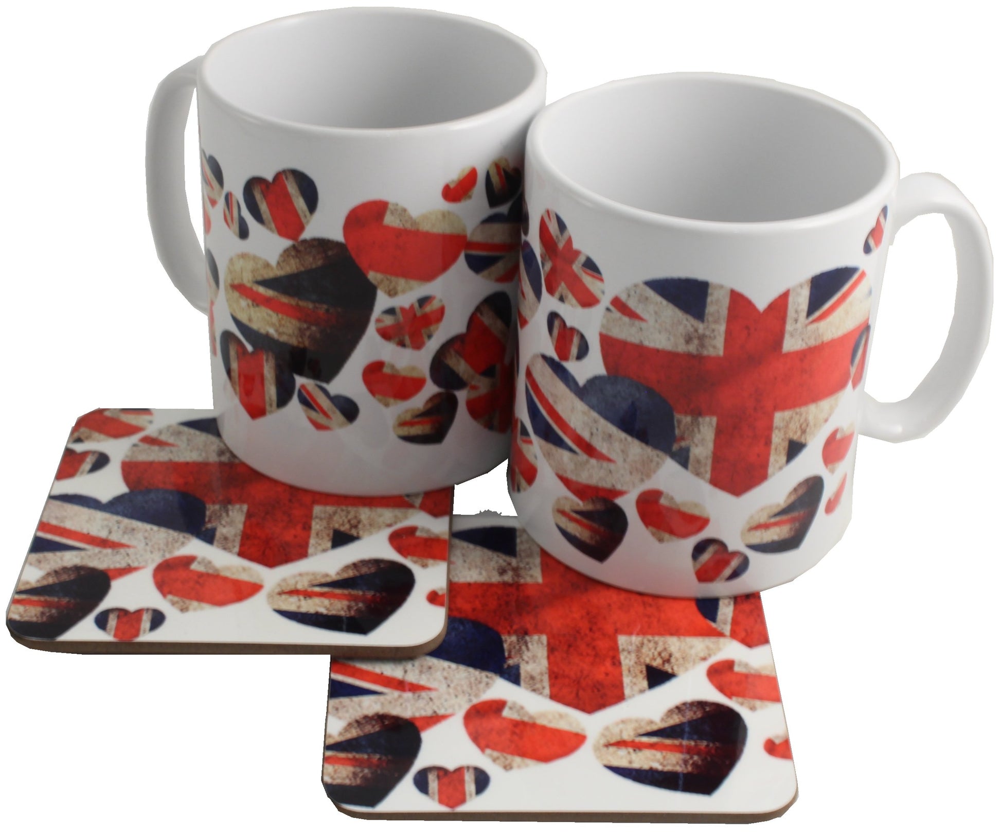 Union Jack Ceramic Mugs/Coaster Set: