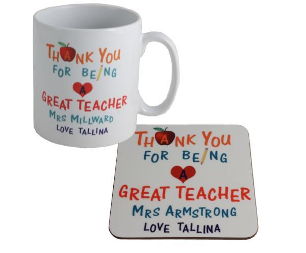 Personalised Teacher Mug & Coaster Gift Set