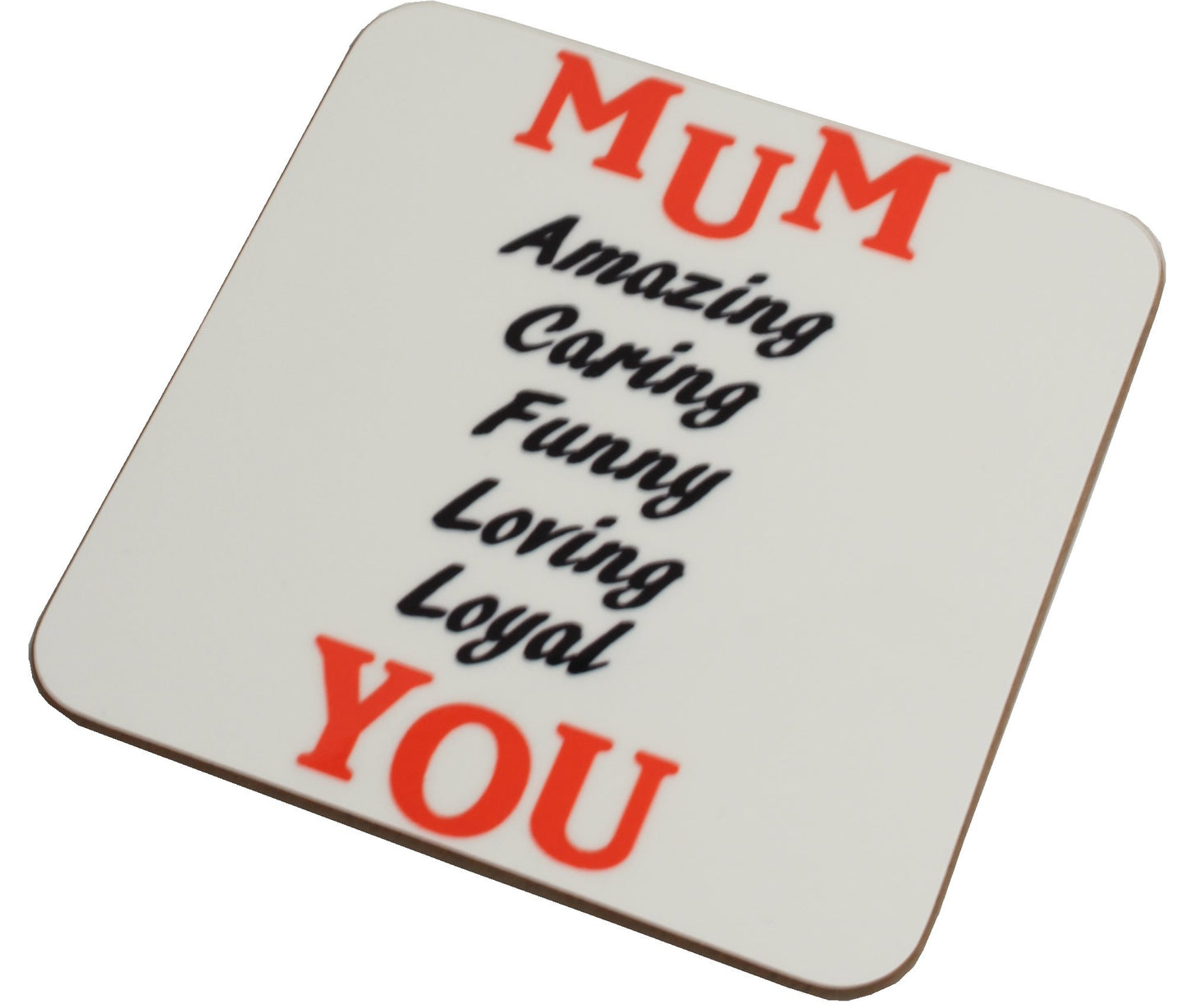 Mum Wording Gift Coaster (Black/Red):