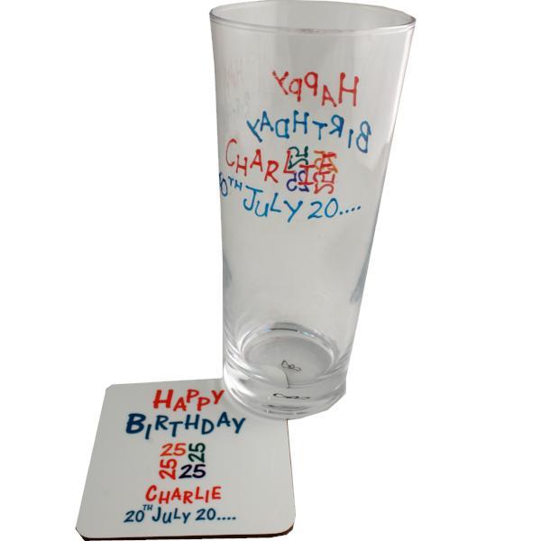 Personalised 25th Birthday Pint & Coaster Brights