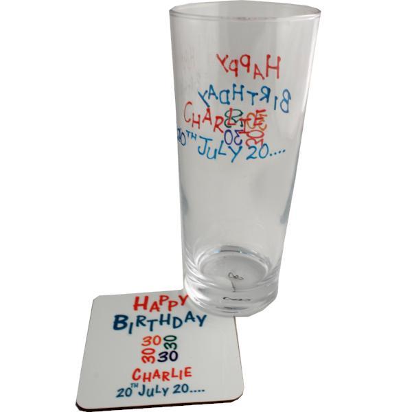 Personalised 30th Birthday Pint & Coaster Brights