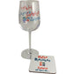 18th Birthday Wine Glass/Coaster Set: (Brights)