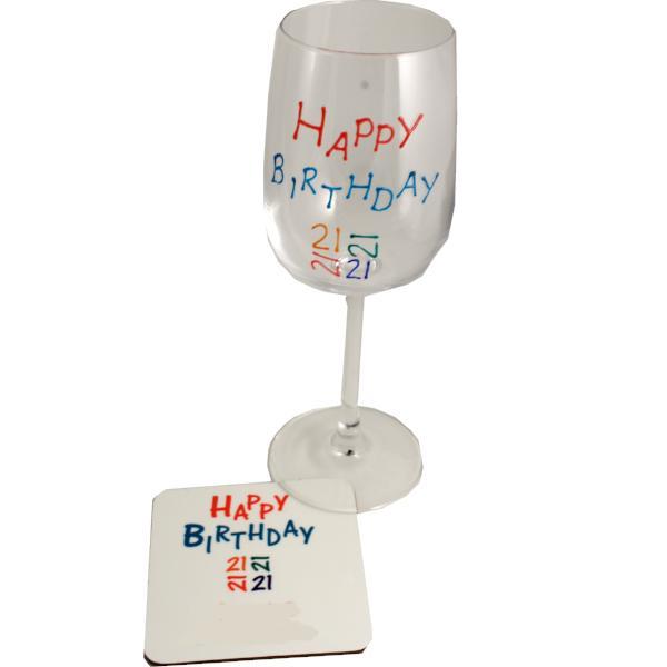 21st Birthday Wine & Coaster Brights