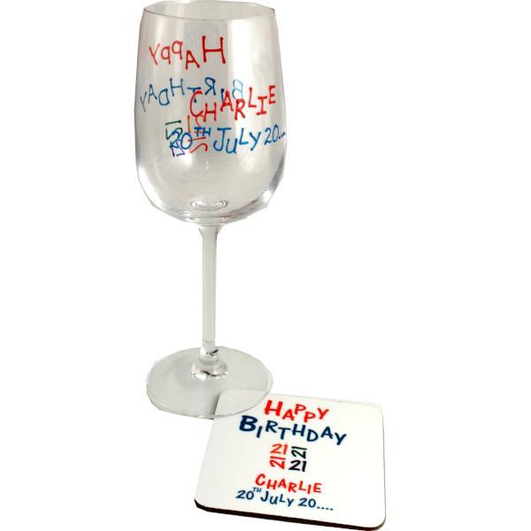 Personalised 21st Birthday Wine & Coaster Brights