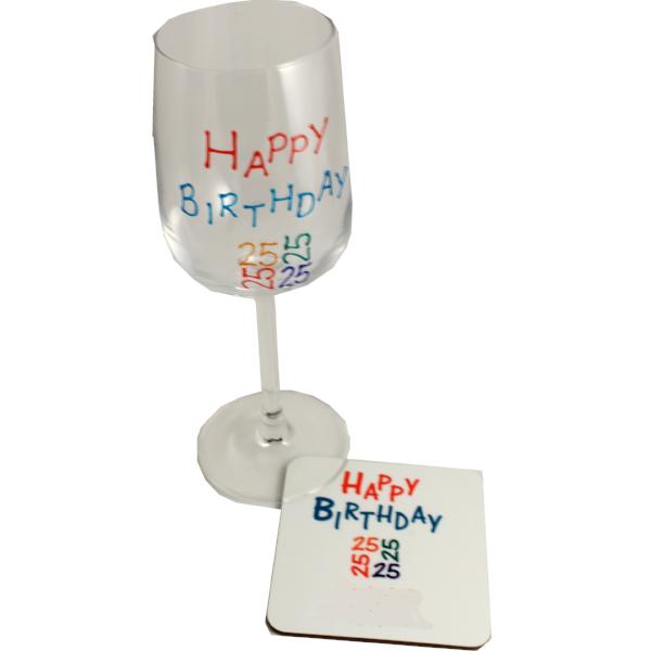 25th Birthday Wine & Coaster Brights