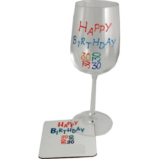 30th Birthday Wine & Coaster Brights