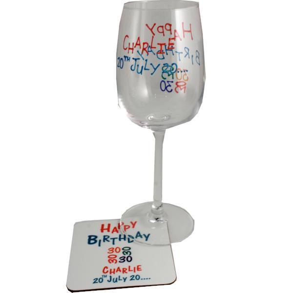 Personalised 30th Wine & Coaster Brights