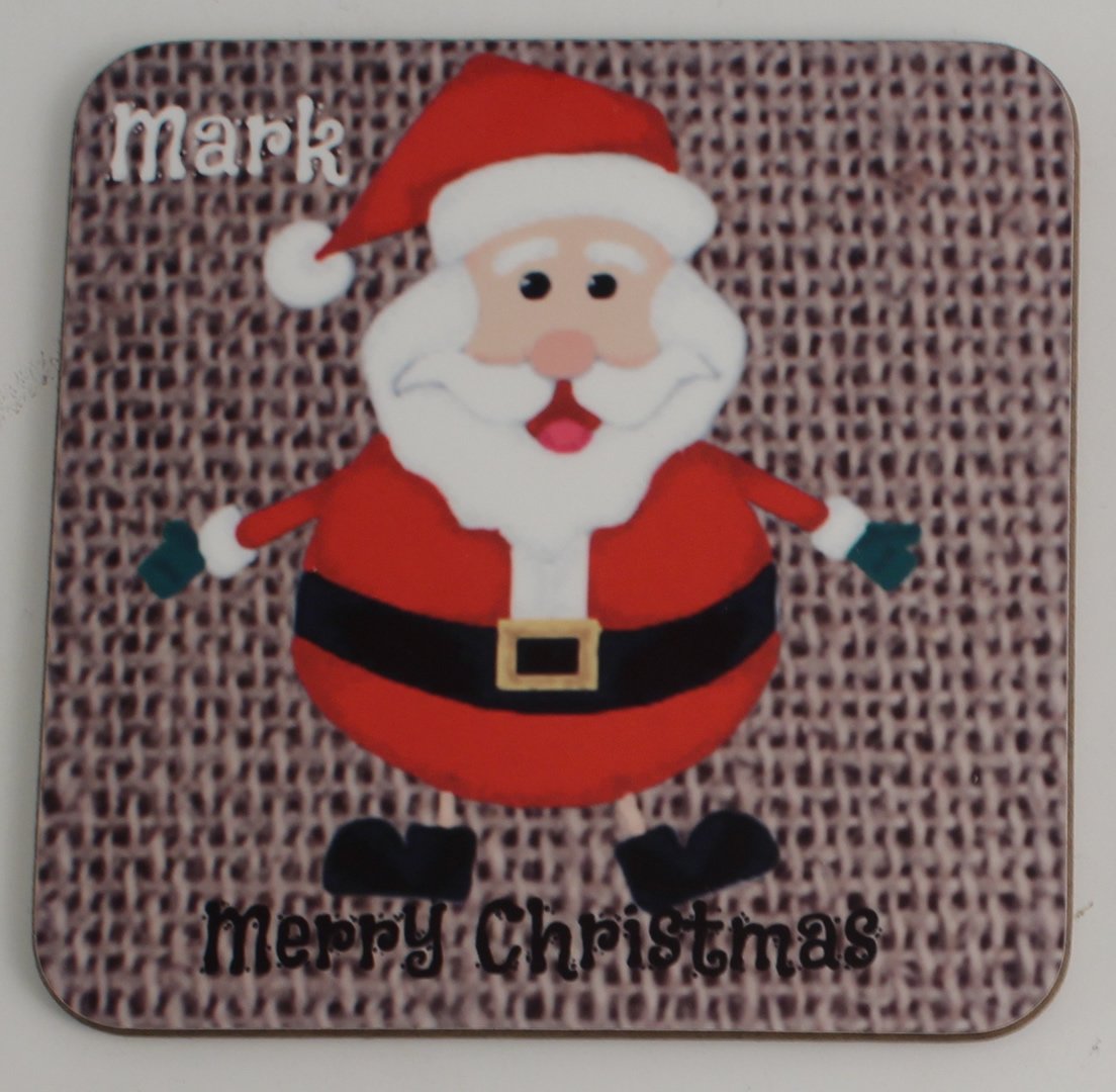 Personalised Christmas Gift Coaster Santa 