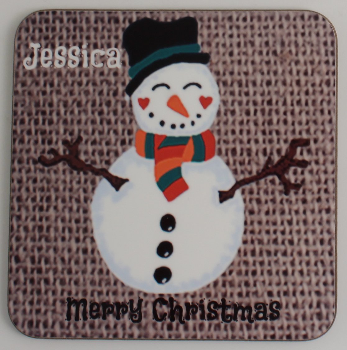 Personalised Christmas Gift Coaster Snowman