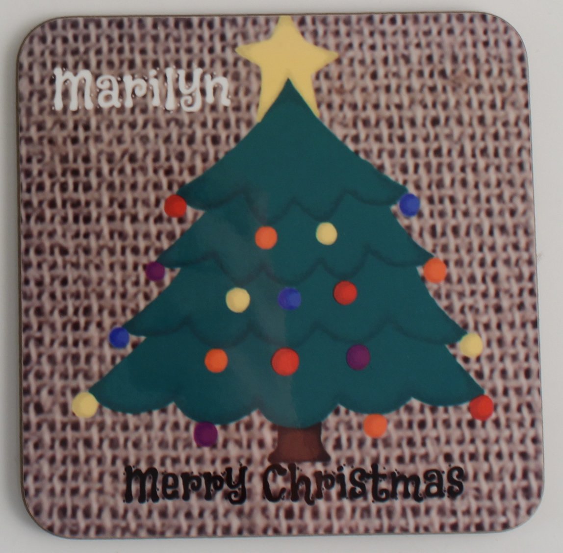 Personalised Christmas Gift Coaster Xmas Tree