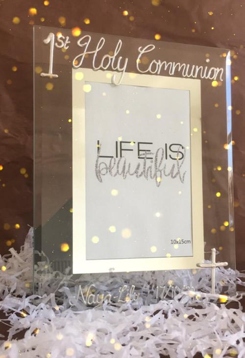 1st Holy Communion Gift Photo: Frame Portrait with crystals
