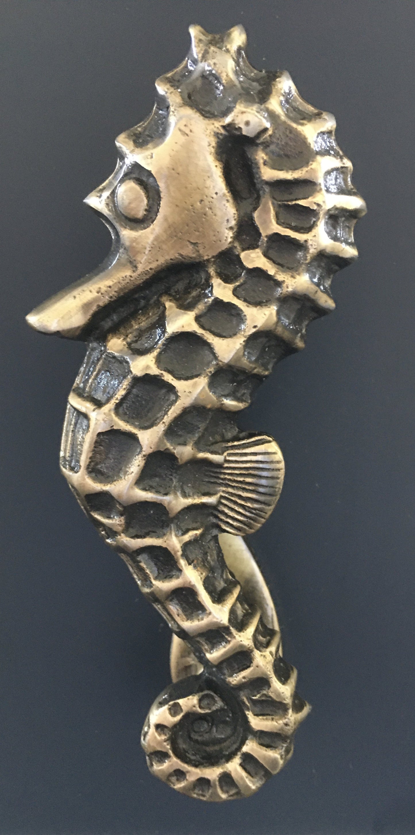 Seahorse Door Knocker Antique Brass