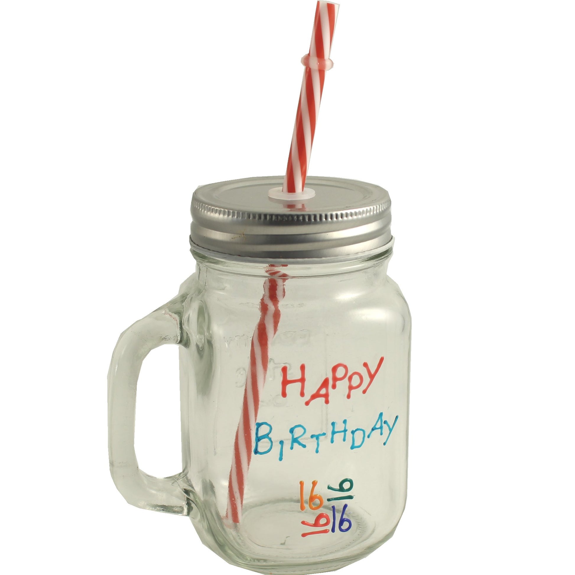 16th Birthday Mason Jar (Brights)