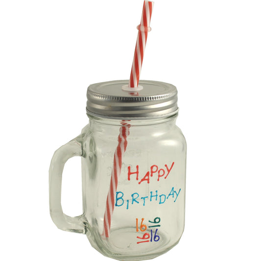 16th Birthday Mason Jar (Brights)
