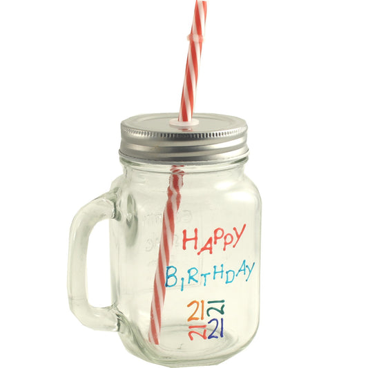 21st Birthday Mason Jar (Brights)