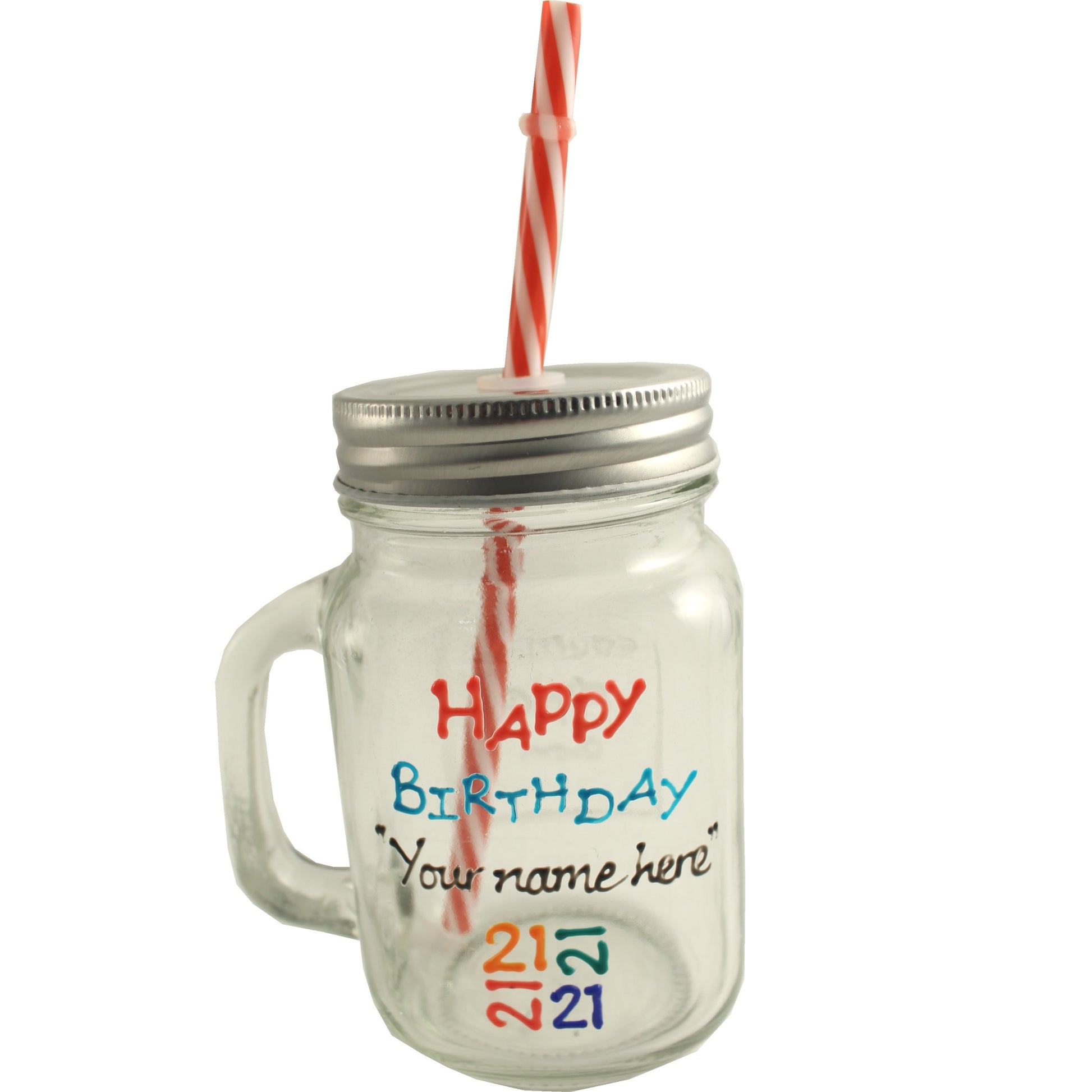 Personalised 21st Birthday Mason Jar (Brights)