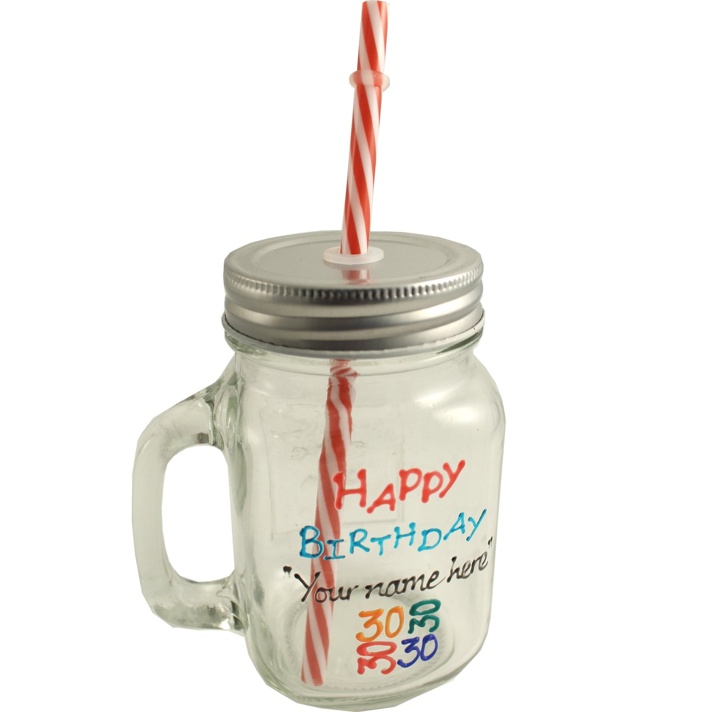 Personalised 30th Birthday Mason Jar (Brights)