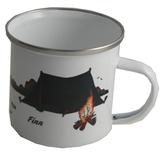 Personalised Camping Gift Enamel Mug: