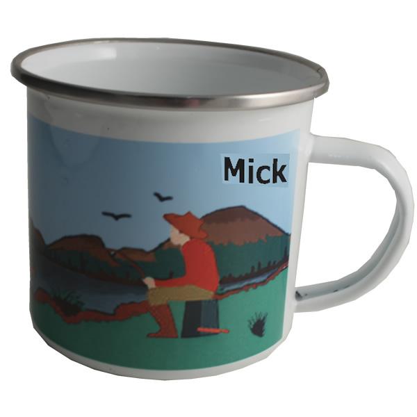 Personalised Fishing Gift Enamel Mug: