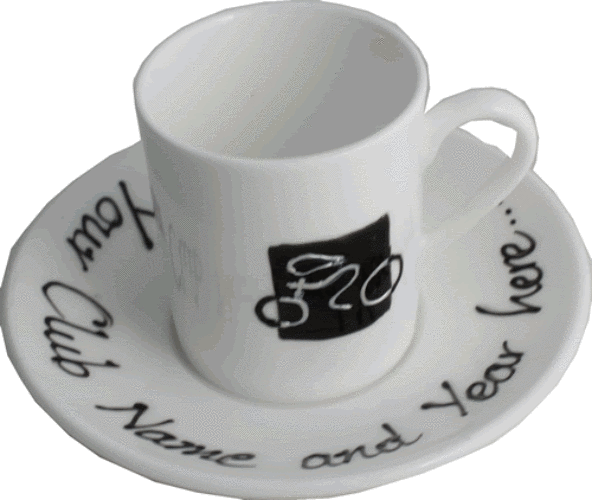 Personalised Gift Cycling Espresso Set: Cup & Saucer  