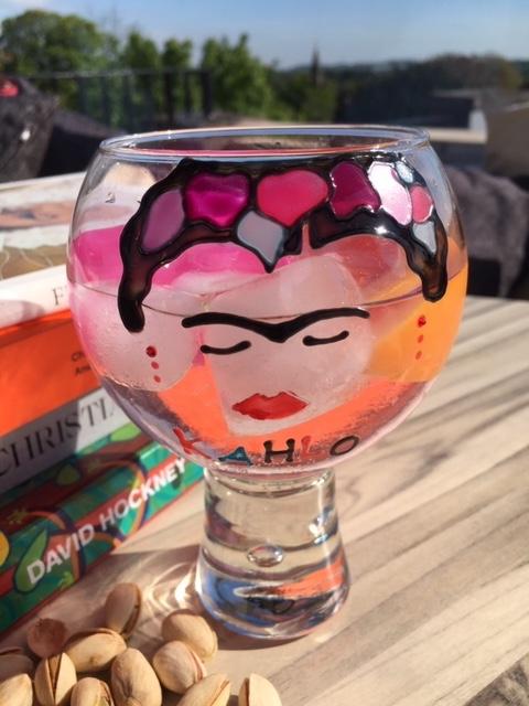 Frida Kahlo Gin and Tonic: Glass with Crystals