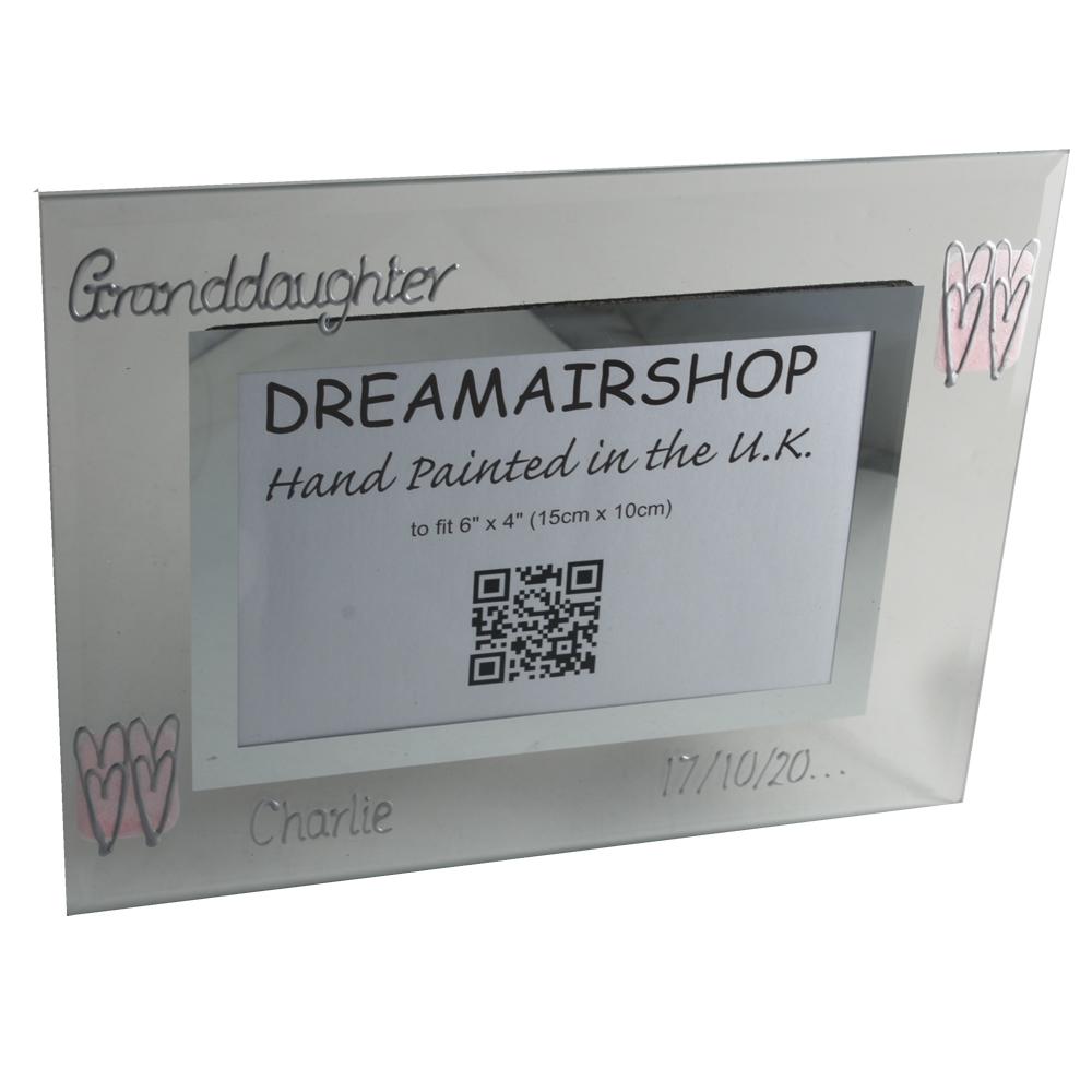Personalised Granddaughter Gift Photo Frame: Landscape (Pink Heart)