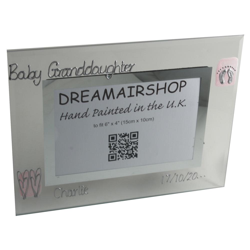 Personalised Baby Granddaughter Photo Frame: Landscape (Feet/Hearts)