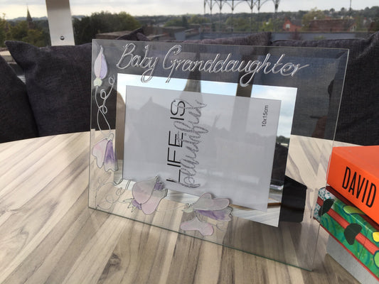 Baby Granddaughter Gift Photo Frame: Landscape (Sweet Pea)