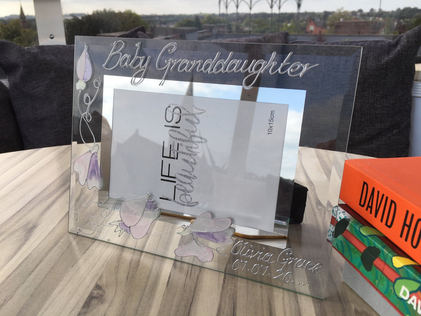 Baby Granddaughter Gift Photo Frame: Landscape (Sweet Pea)