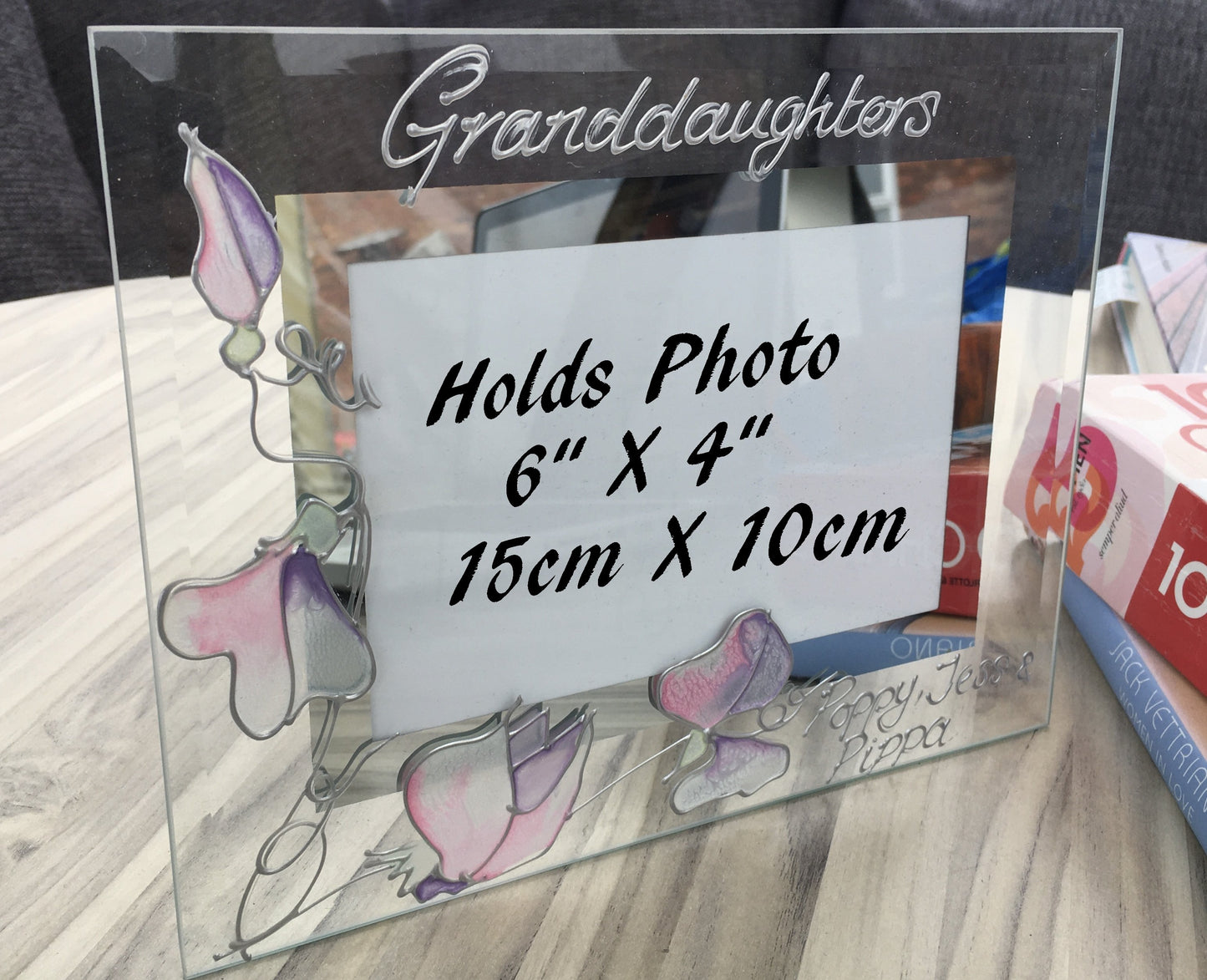 Granddaughters Gift Photo Frame Landscape: (Sweet Pea)