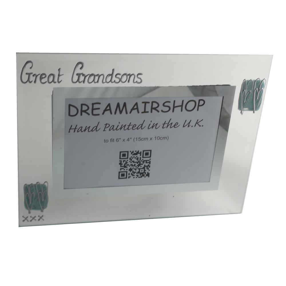 Great Grandsons Gift Picture Photo Frame: Landscape (Turquoise Heart)