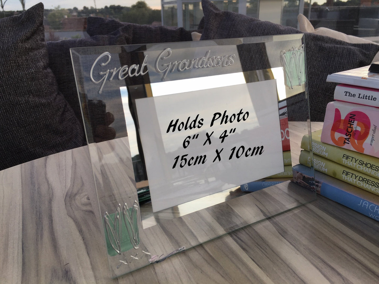 Great Grandsons Gift Picture Photo Frame: Landscape (Turquoise Heart)