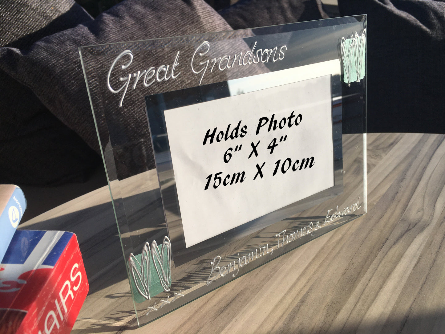 Great Grandsons Gift Picture Photo Frame: Landscape (Turquoise Heart)