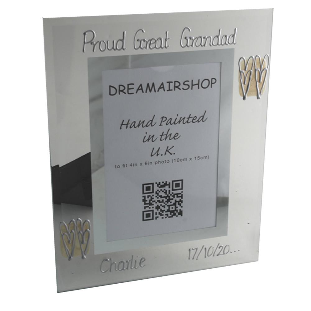 Personalised Proud Great Grandad Frame: Portrait (Hearts)