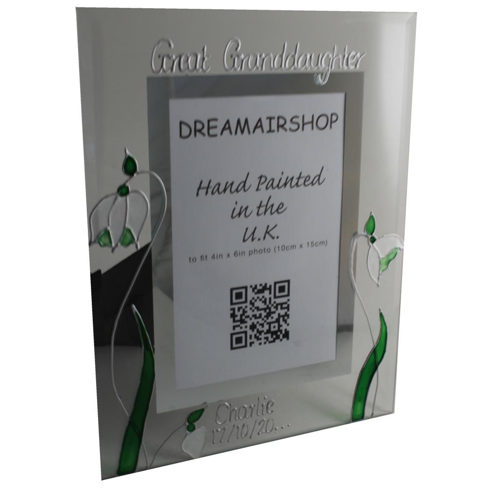 Personalised Great Granddaughter Gift Photo Frame: Portrait (Snowdrop)