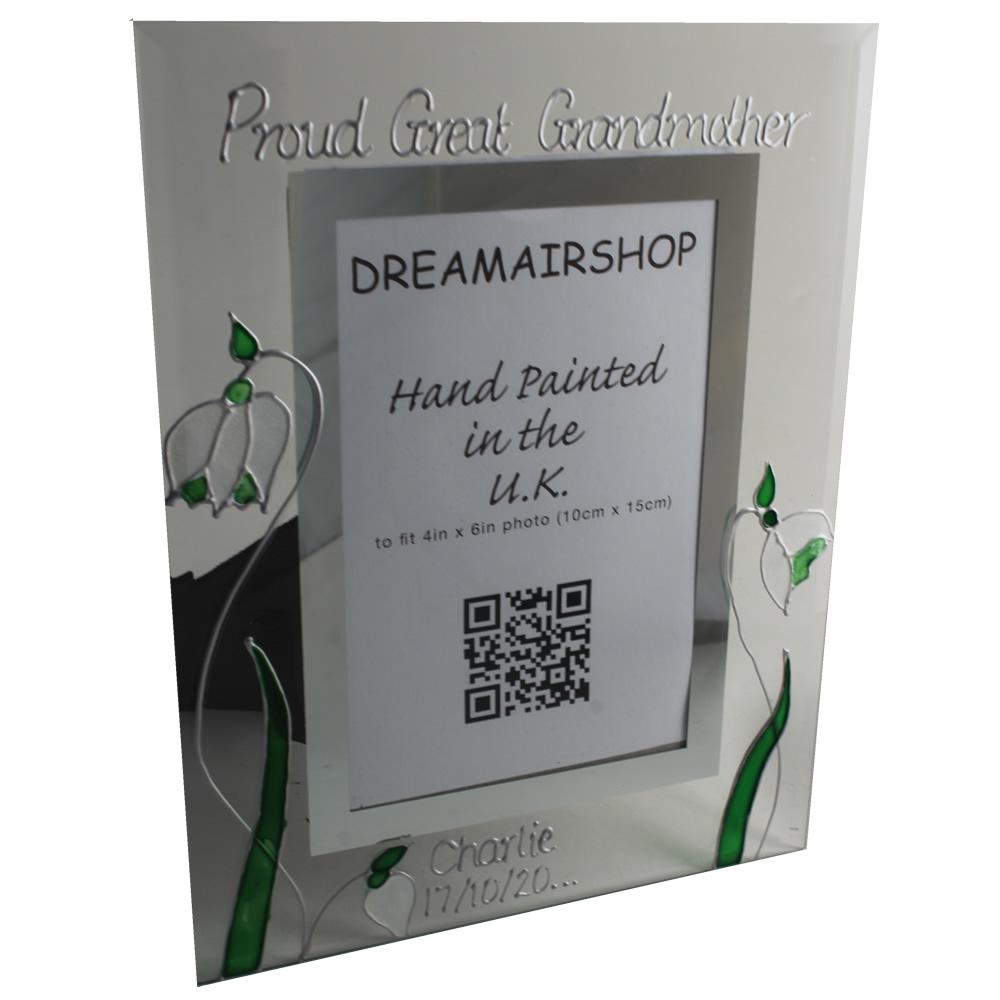 Personalised Proud Great Grandmother Photo Frame: Portrait (Snowdrop)