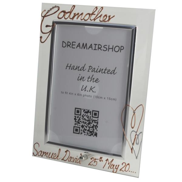 Personalised Godmother Gift Photo Frame: Portrait with Crystals (Copper)
