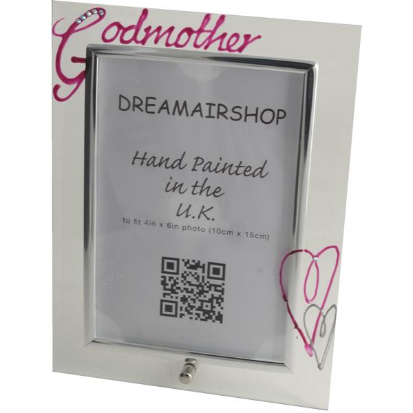 Godmother Design Gift Photo Frame Portrait with Crystals (Magenta)