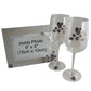 45th Wedding Anniversary Gift Set: Wine Glasses & Photo Frame (Flower)