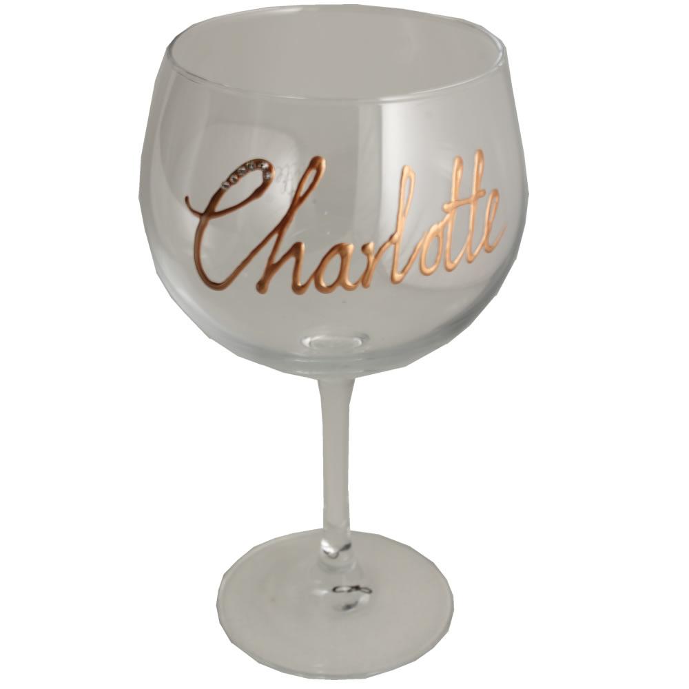 Personalised Gin and Tonic Glass: (Thin) Copper with crystals