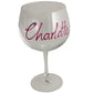 Personalised Gin and Tonic Glass: (Thin) Magenta with crystals