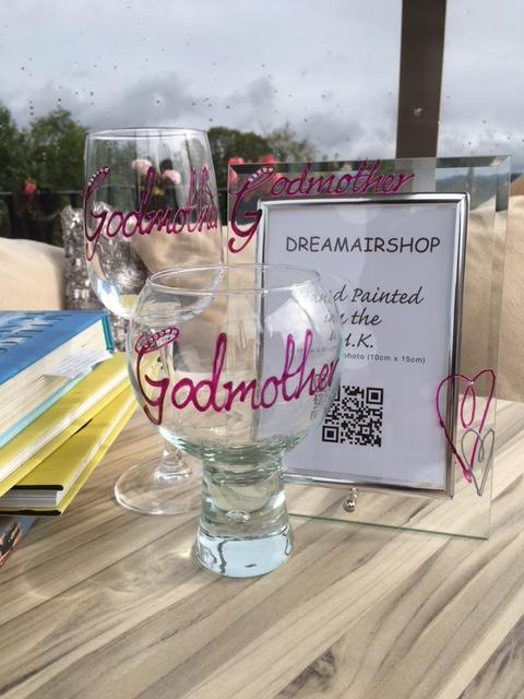 Godmother Design Gift Wine Glass: with Crystals (Magenta)