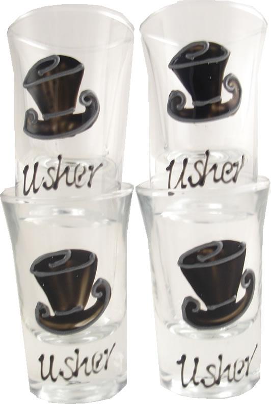 Usher Shot Glasses Set of 4 (Top Hat)