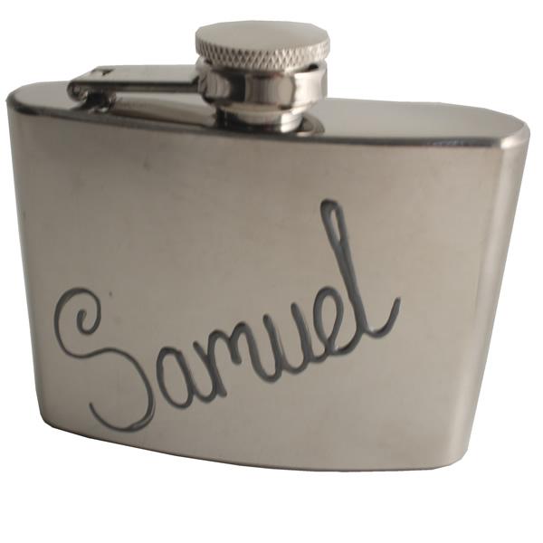 Personalised Gift Chrome Hip Flask: (Silver)