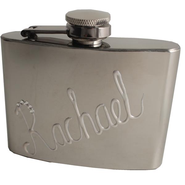 Personalised Gift Chrome Hip Flask: with Crystals (Pearl)